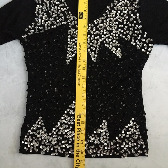 Hand Sewn Black Sparkly Sequin Pullover Sweater - Picture 5 of 10